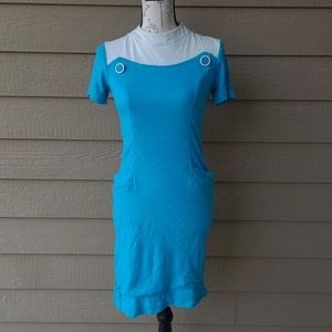 VTG 1960's Blue and White Mod Atomic Dress